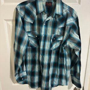 Plains Western Wear button down long sleeve shirt Size L